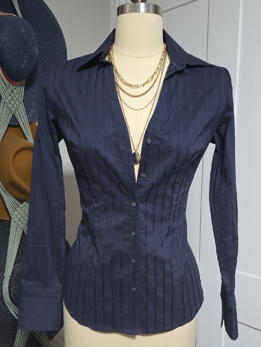 EXPRESS Design Studio Blue Striped Button-up Shirt NWT sz S